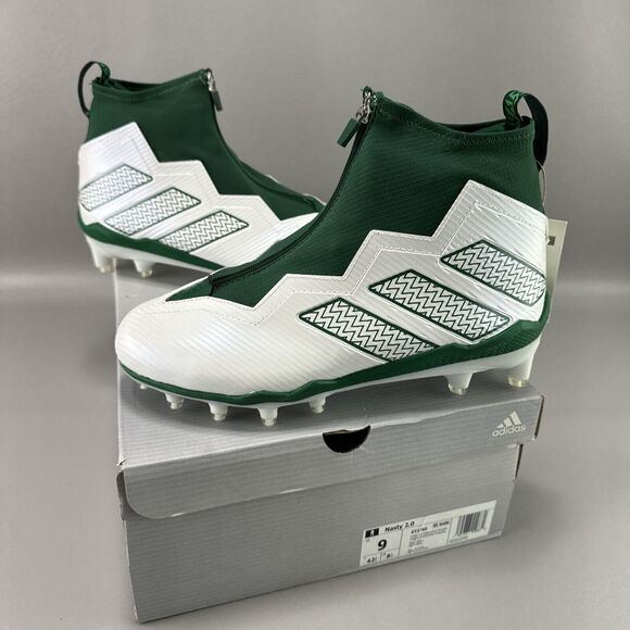 Adidas Nasty 2.0 Football Cleats Sz‎ 9M White Green Athletic Preppy GY1760 - Picture 1 of 10